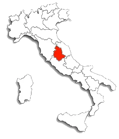 Una mappa dell'Italia con una regione rossa evidenziata
