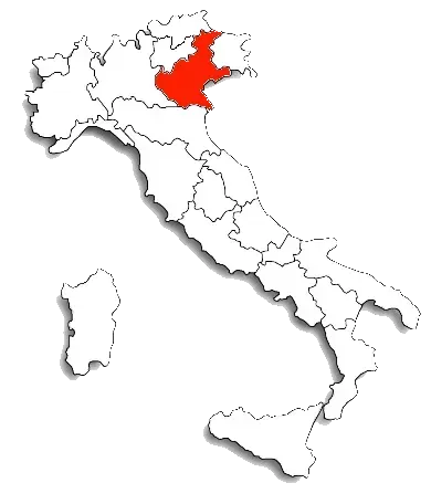 Una mappa dell'Italia con la provincia di Verona evidenziata in rosso