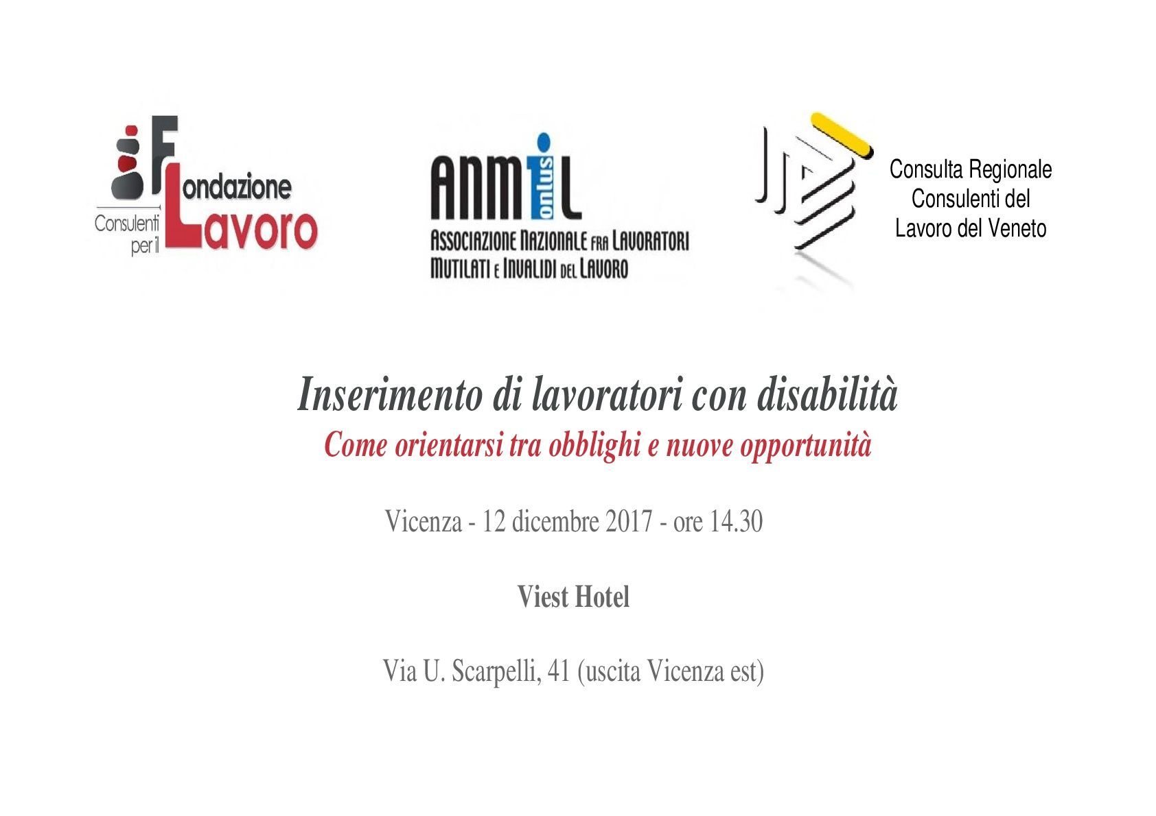 A poster for an event called inserimento di lavoratori con disabilità