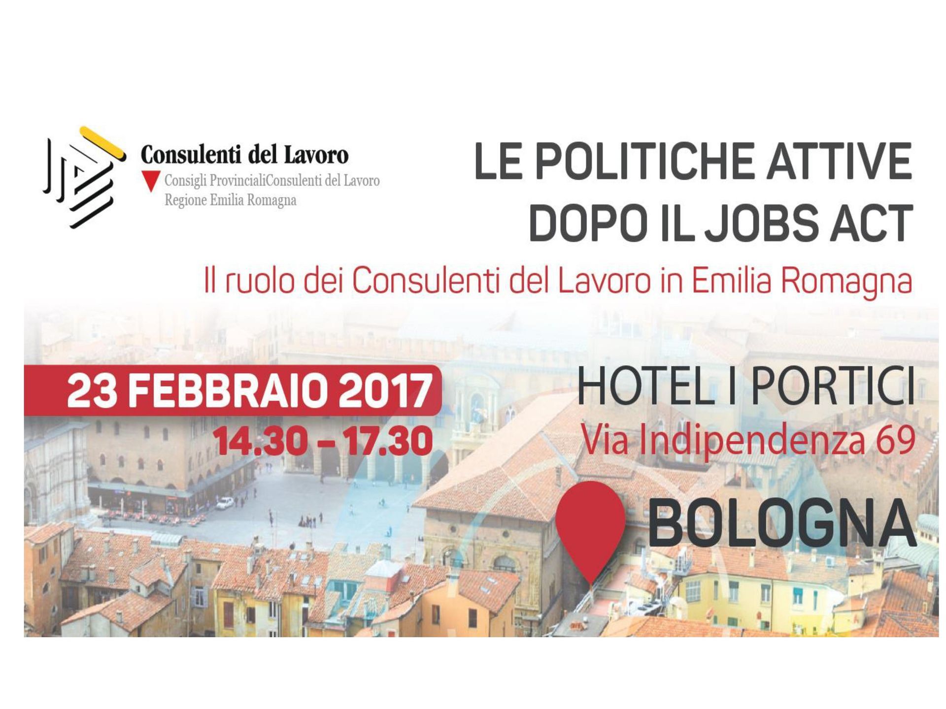 A poster for le politiche attive dopo il jobs act in bologna