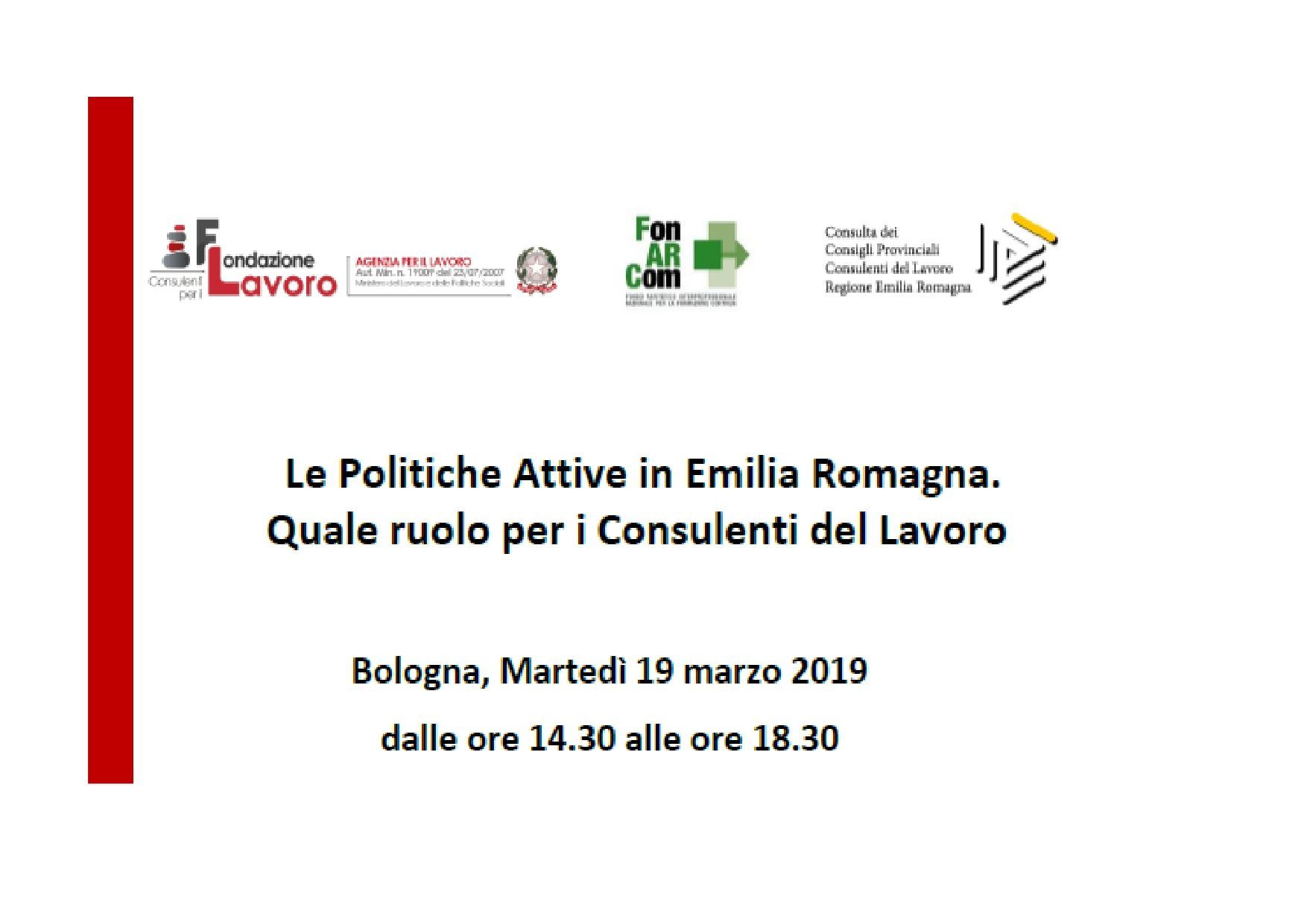 A poster that says le politiche attive in emilia romagna