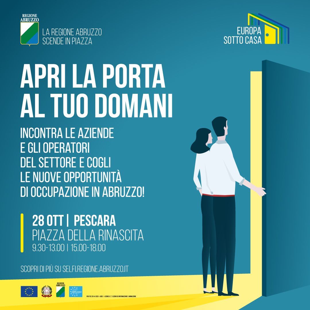 An advertisement for apri la porta al tuo domani