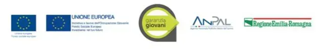 Un'immagine sfocata di diversi loghi, tra cui il logo dell'Unione Europea