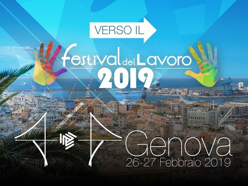 A poster for festival del lavoro 2019 in genova