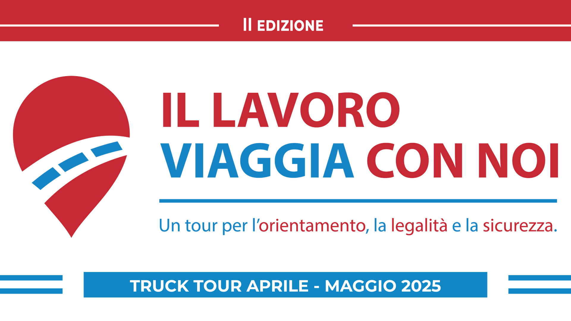 A red and blue sign that says il lavoro viaggio con noi