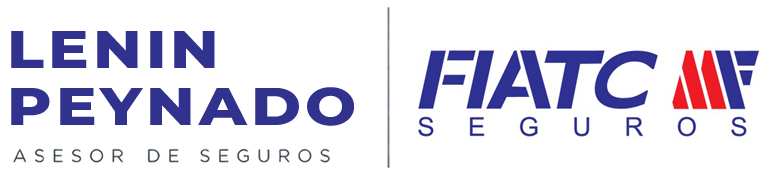 Logotipos de Lenin y Peynado al lado del logo de FIATC Seguros en azul y rojo