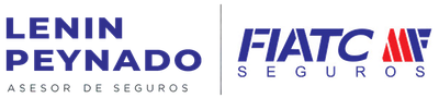 Logotipos de Lenin y Peynado al lado del logo de FIATC Seguros en azul y rojo