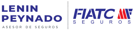 Logotipos de Lenin y Peynado al lado del logo de FIATC Seguros en azul y rojo