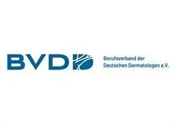 The bvdk logo is blue and white and says berufsverband der deutschen dermatologen e.v.