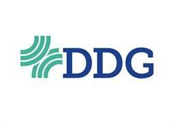 Ein blau-grünes Logo für ein Unternehmen namens ddg.