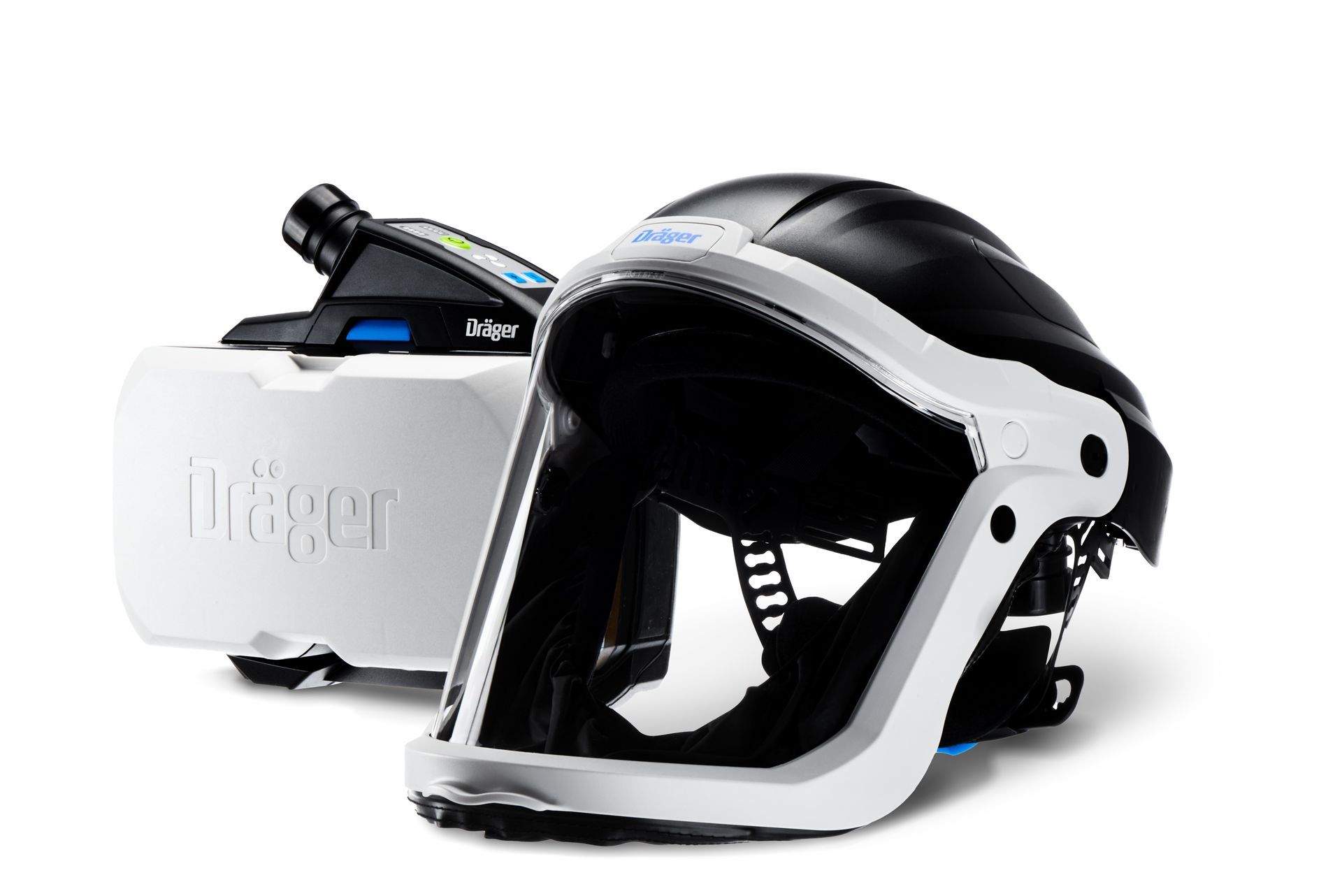 Dräger X-plore 8000 Atemschutzgerät mit Helm für sicheren Einsatz bei Gefahrstoffen und Industriearbeiten
