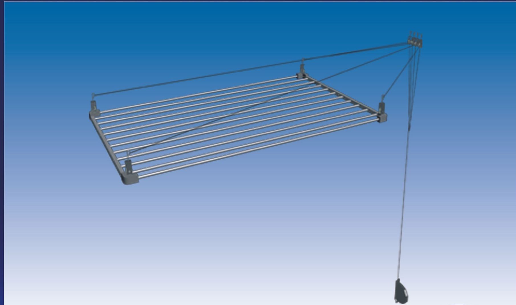 Una imagen de un tendedero de ropa sobre un fondo azul.