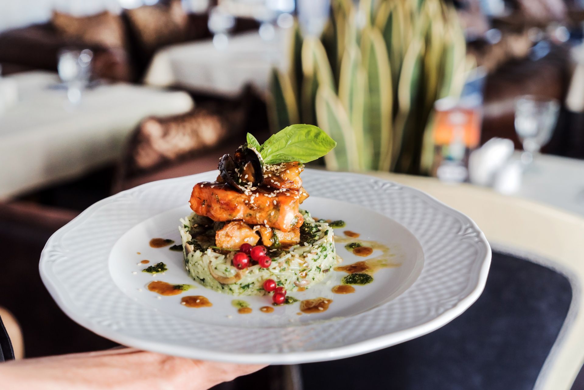 Du saumon sur un lit de légume