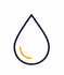 Icono sencillo de una gota de agua con un pequeño detalle curvo naranja en su interior.