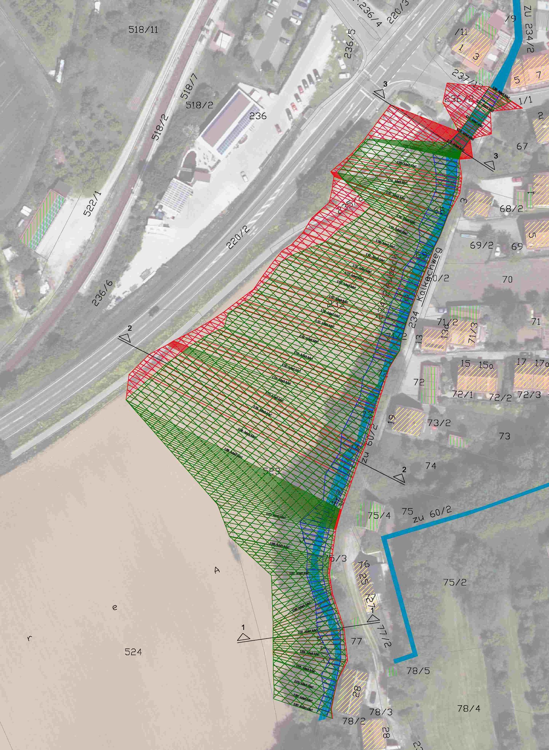 Überrechnung Aubach in Weißenohe für verschiedene Lastfälle