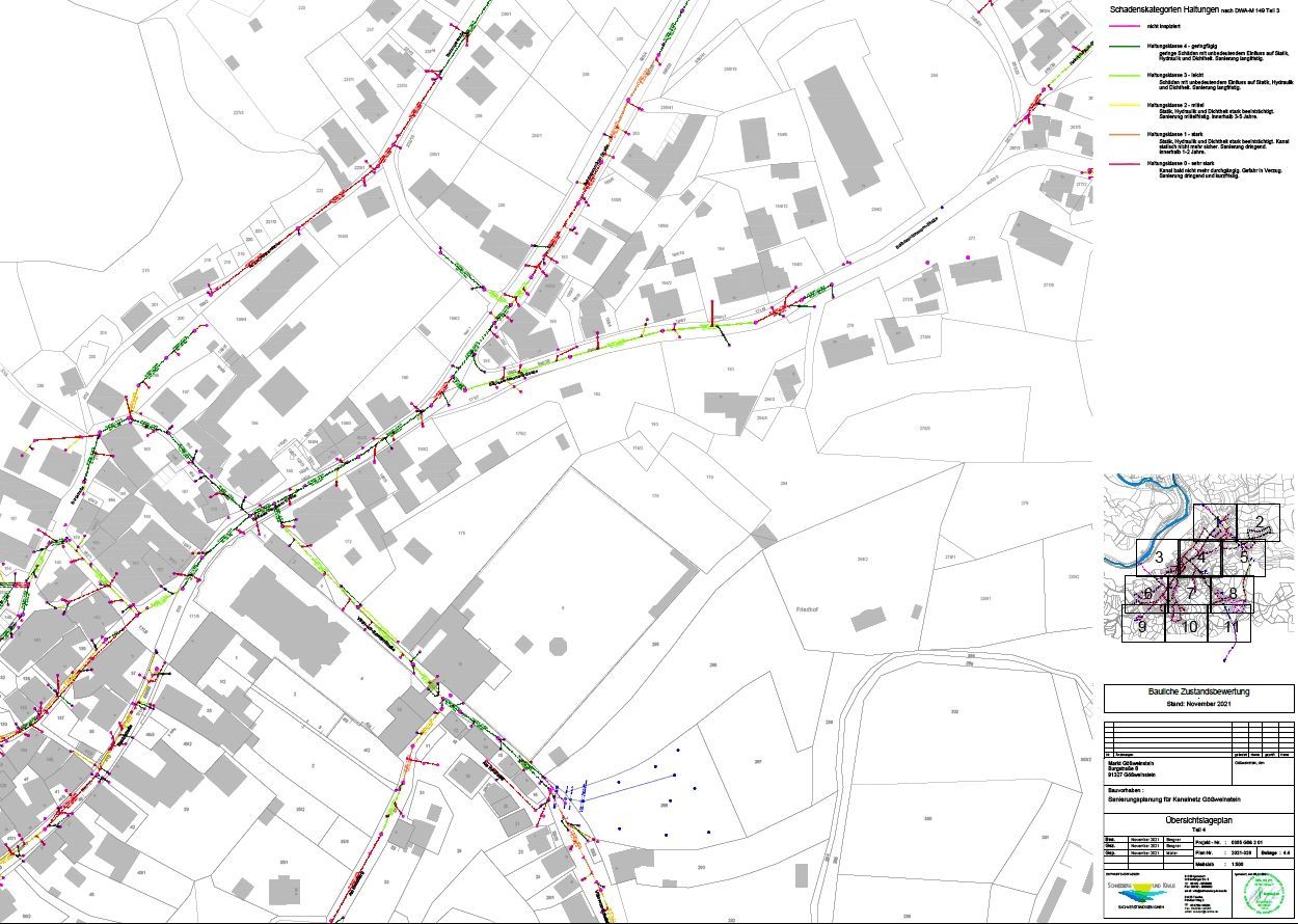 Vom klassischen Bedarfsplan als Grundlage für Anträge nach RZWAS bis hin zur detaillierten Ausführungsplanung mit Baubegleitung werden bei Schneeberg und Kraus durch zertifizierte Kanalsanierungsberater erstellt.