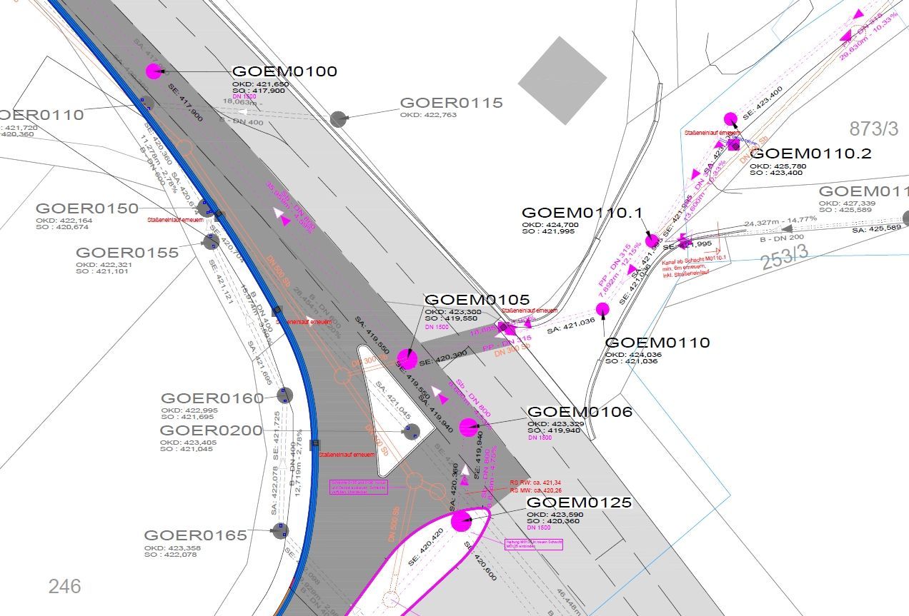 Vom klassischen Bedarfsplan als Grundlage für Anträge nach RZWAS bis hin zur detaillierten Ausführungsplanung mit Baubegleitung werden bei Schneeberg und Kraus durch zertifizierte Kanalsanierungsberater erstellt.