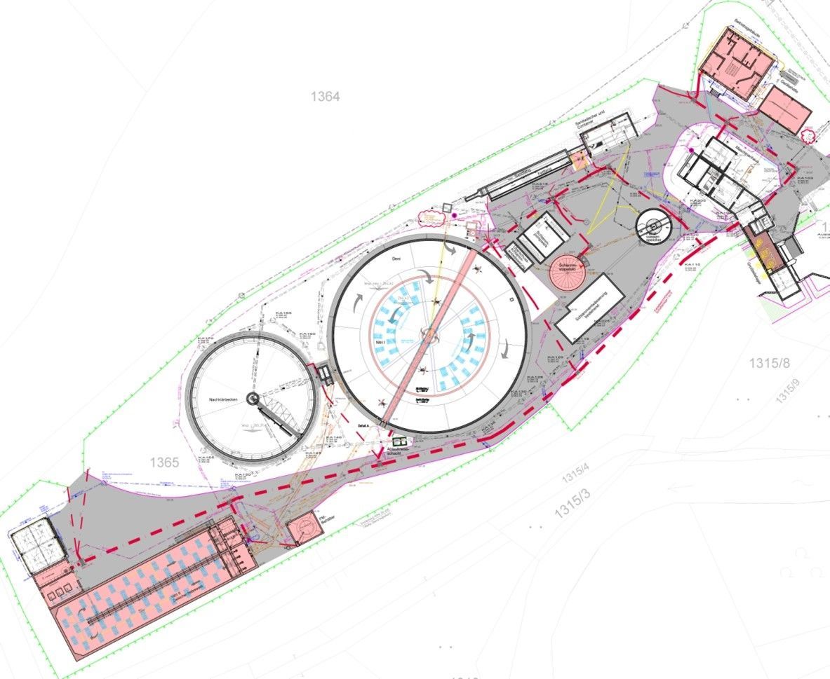 Planungszeichung, Schlammentwässerungsanlage ARA Michelau