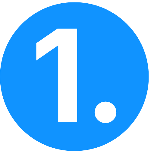 Número 1 blanco con un punto dentro de un círculo rojo.