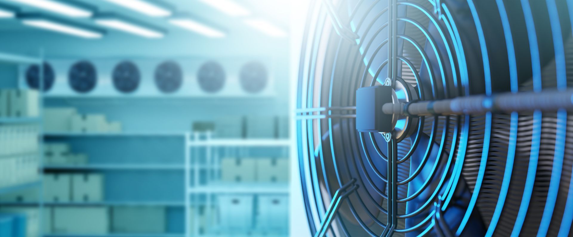 Ventilateur industriel bleu