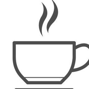 Una taza de café con vapor saliendo de ella sobre un fondo blanco.