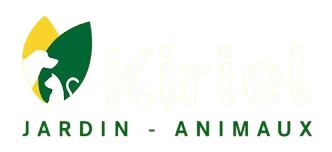 Logo vert et jaune d’une animalerie, avec la silhouette d’une personne et d’un chien, texte « JARDIN - ANIMAUX »