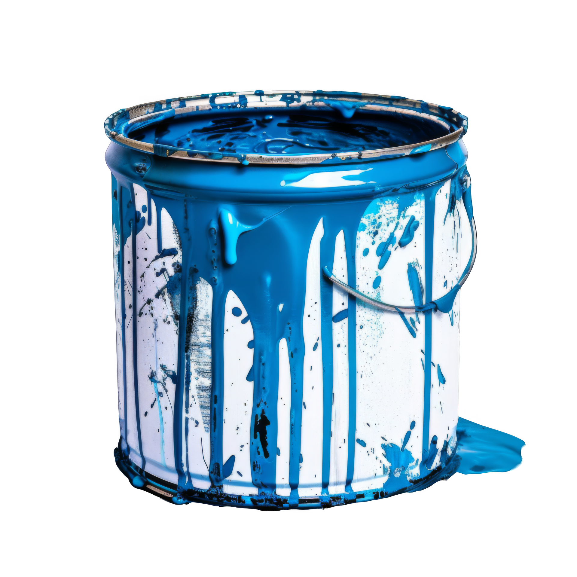 Pot de peinture bleue