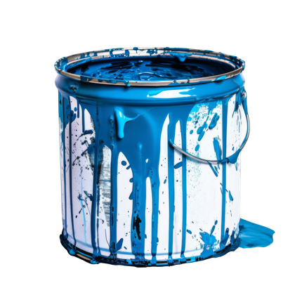 Pot de peinture bleue