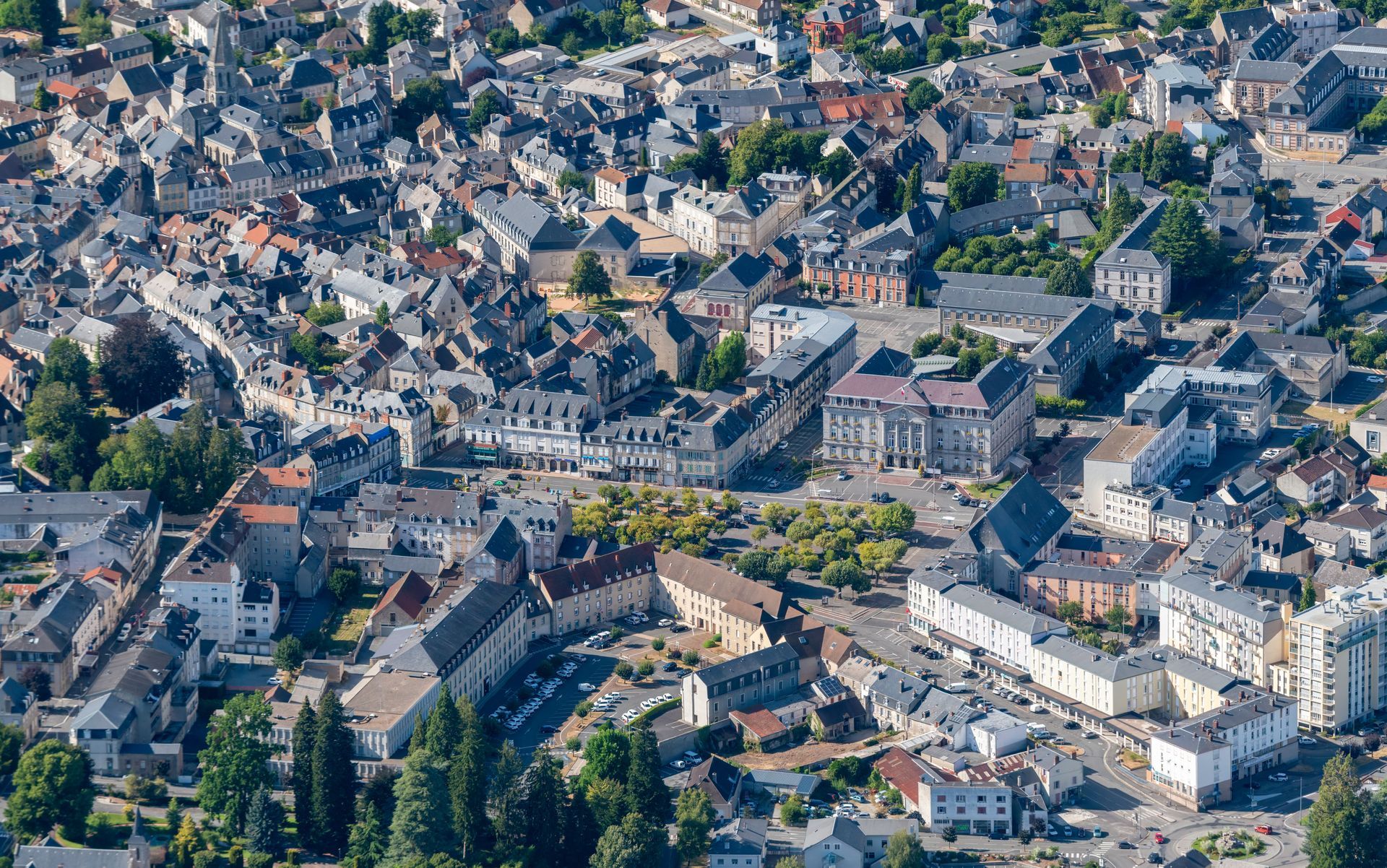 Ville de Guéret vue du ciel.