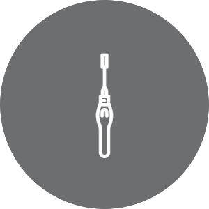 Un icono de un cepillo de dientes en un círculo sobre un fondo gris.