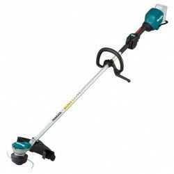 Un decespugliatore Makita brushless è raffigurato su uno sfondo bianco.