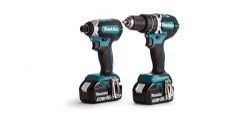 Due utensili a batteria Makita sono posizionati uno accanto all'altro su una superficie bianca.