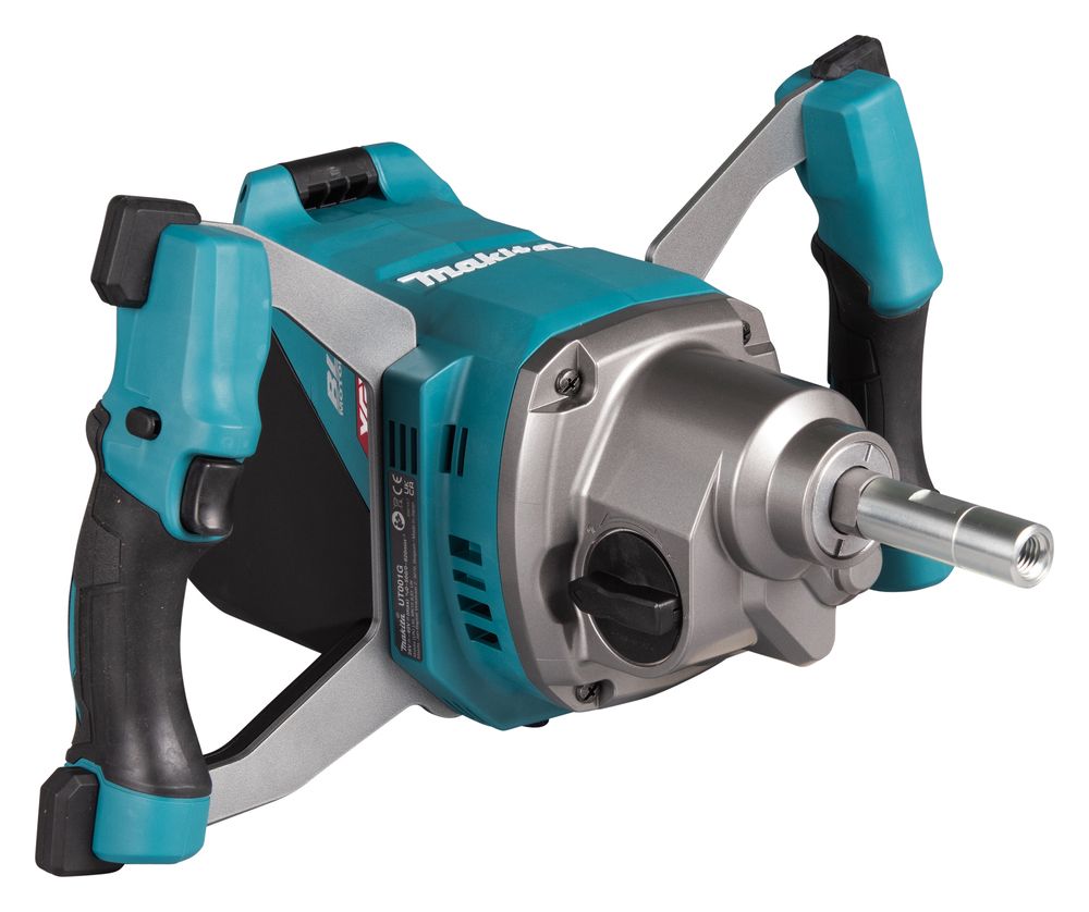 Un mixer Makita con due maniglie su uno sfondo bianco