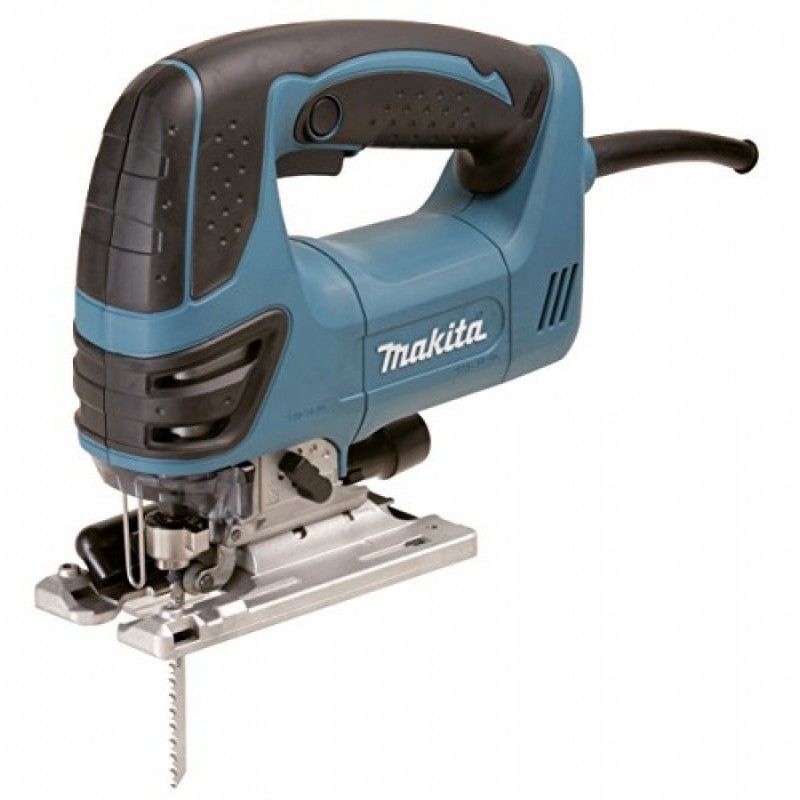 Un seghetto alternativo Makita blu e nero su uno sfondo bianco