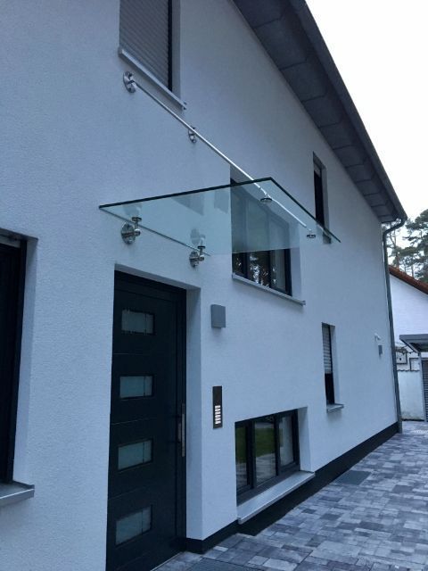 Glaserei Dieter Müller Hauseingang mit Vordach aus Glas