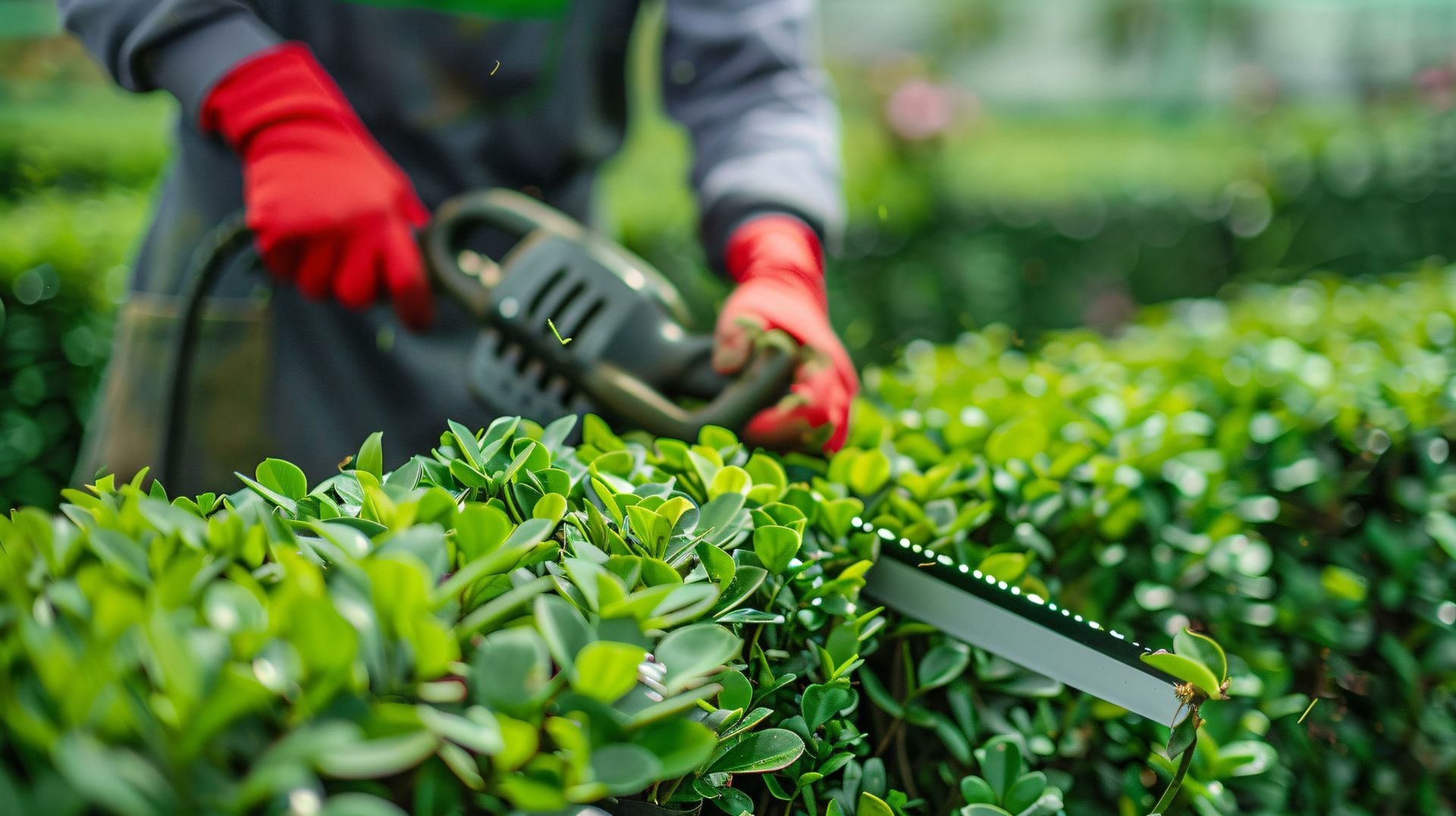Une personne en train de taille une haie