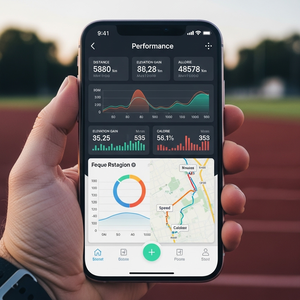 Una persona sostiene un teléfono celular con una aplicación de rendimiento.
