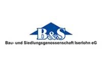 Logo for B&S Bau- und Siedlungsgenossenschaft Iserlohn eG in blue and black text