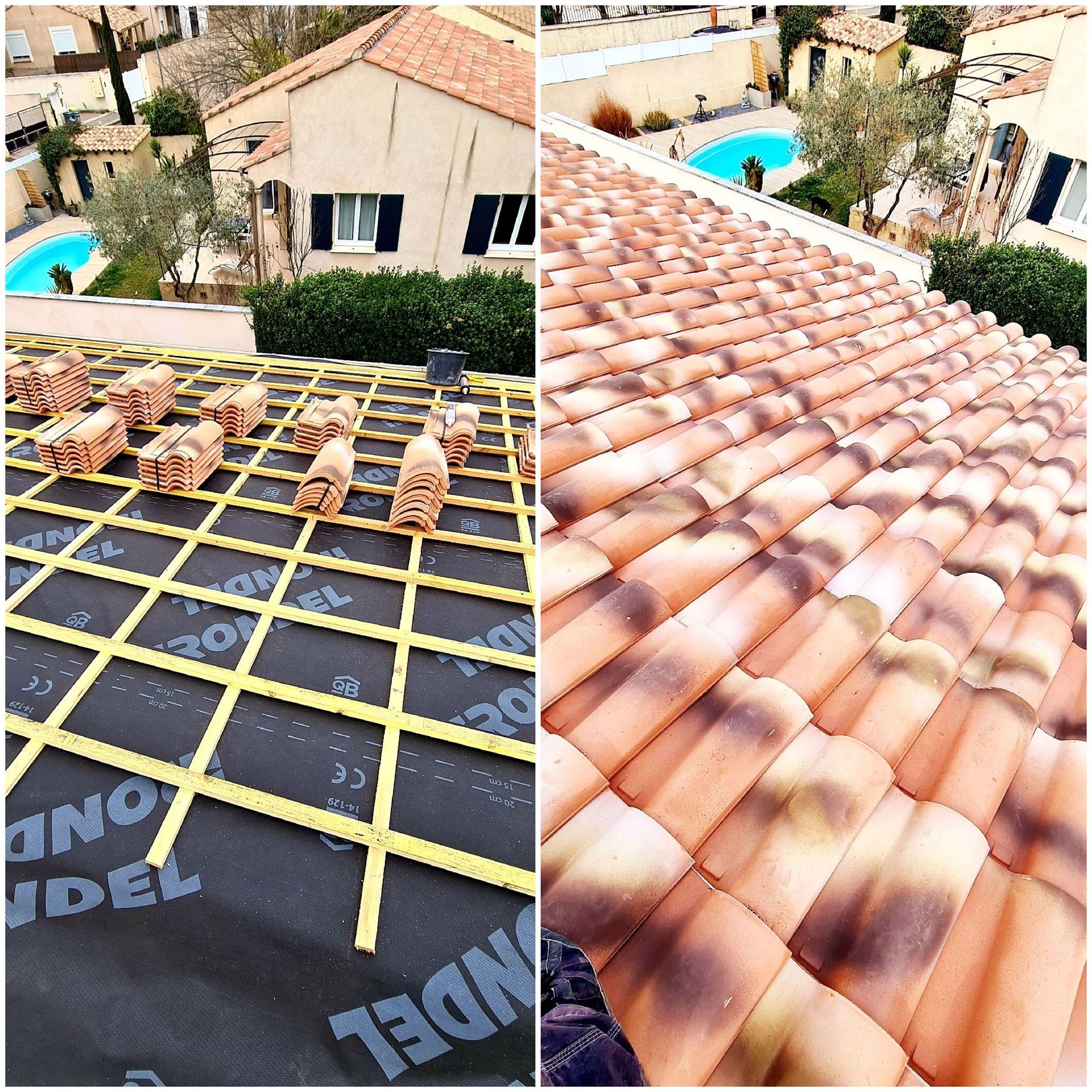 Pose de couverture en tuiles