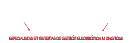 Logotipo rojo de «Especialistas en Sistemas de Gestión Electrónica y Diagnóstico» con dos líneas rojas diagonales