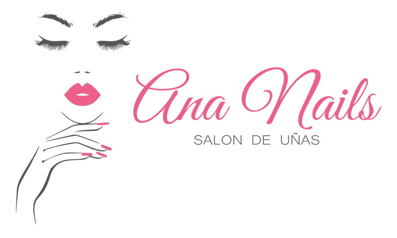 Logotipo de Aina Nails con rostro estilizado, labios rosas y texto en cursiva &ldquo;Aina Nails&rdquo; y &ldquo;Salon de u&ntilde;as&rdquo;.