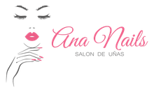 Logotipo de Aina Nails con rostro estilizado, labios rosas y texto en cursiva &ldquo;Aina Nails&rdquo; y &ldquo;Salon de u&ntilde;as&rdquo;.
