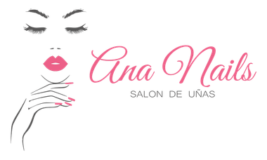 Logotipo de Aina Nails con rostro estilizado, labios rosas y texto en cursiva &ldquo;Aina Nails&rdquo; y &ldquo;Salon de u&ntilde;as&rdquo;.