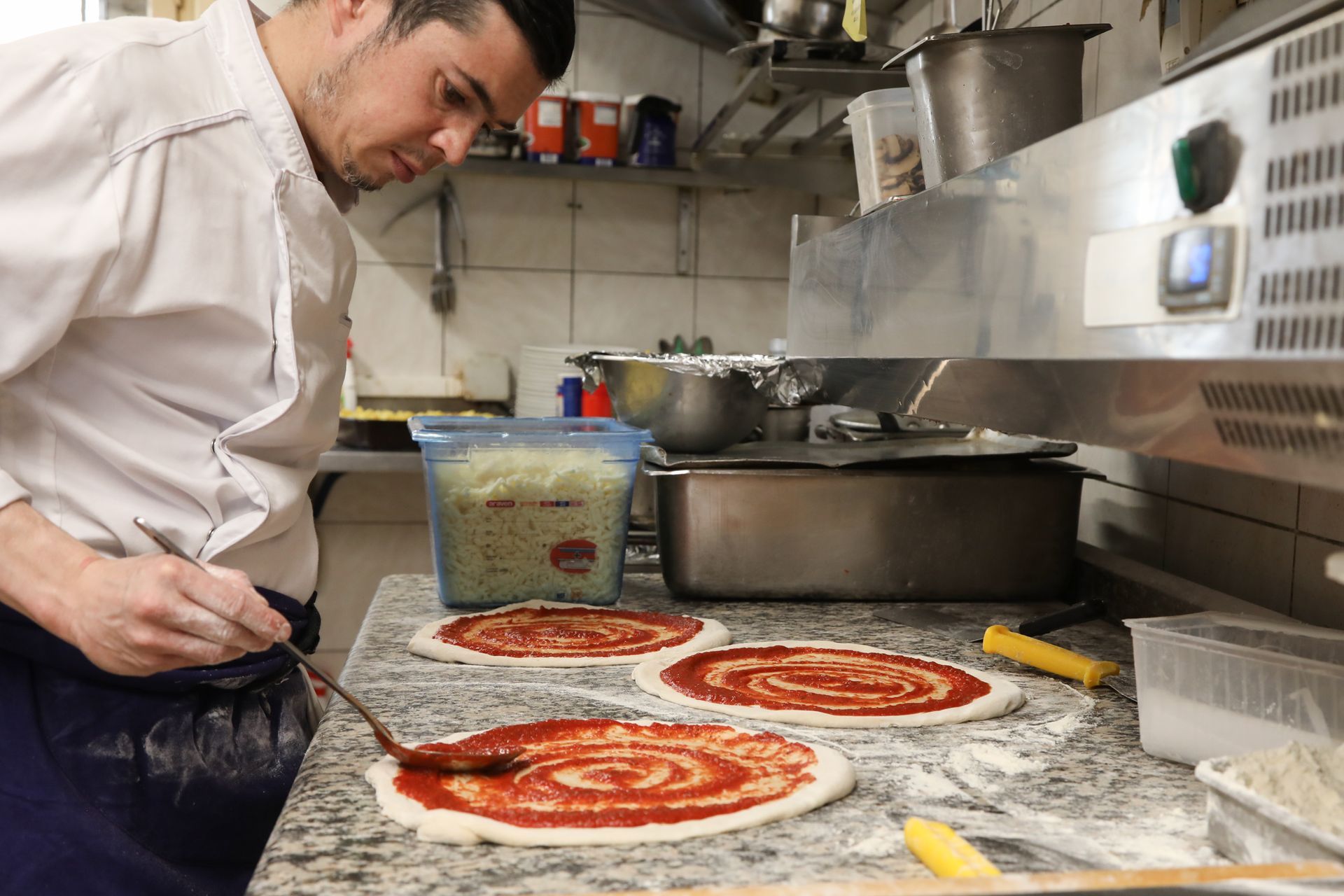 Préparation de pizzas