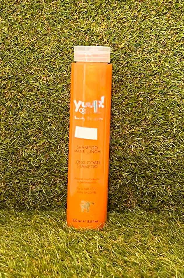 Caja de bebida naranja sobre césped con fondo verde.