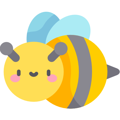 Eine Biene mit rosa Gesicht fliegt durch die Luft.