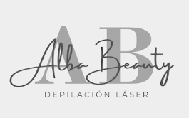 Logotipo de Abra Beauty con las iniciales grises &laquo;AB&raquo;, texto en cursiva y el subt&iacute;tulo &laquo;DEPILACI&Oacute;N L&Aacute;SER&raquo; sobre fondo blanco
