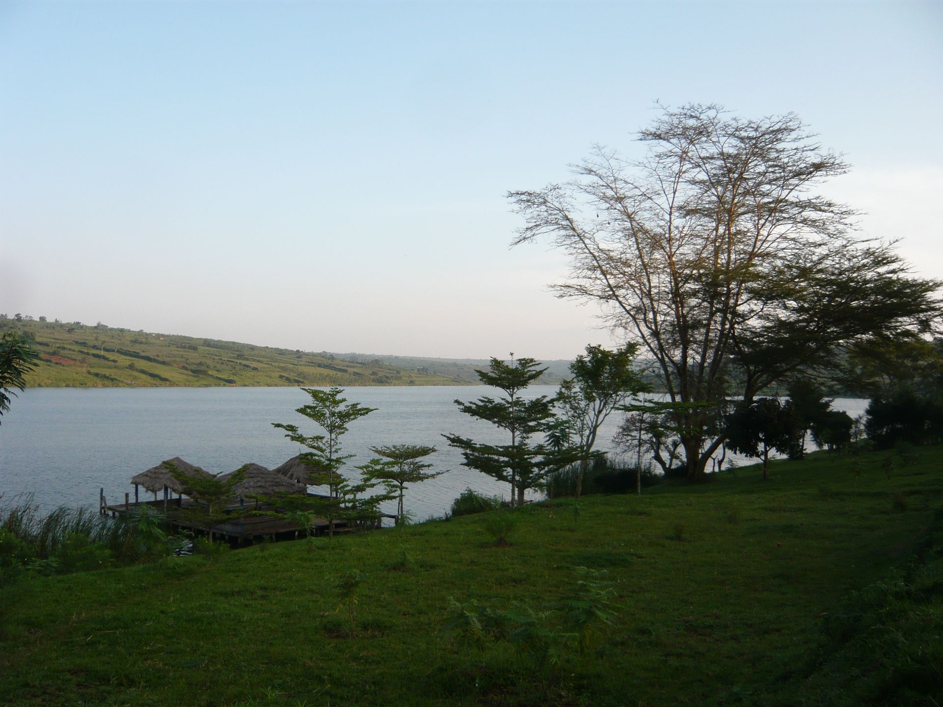 Chantier de construction avec structure en béton partiellement construite sous un pont.