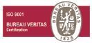 Un logotipo rojo y blanco para la certificación Bureau Veritas.