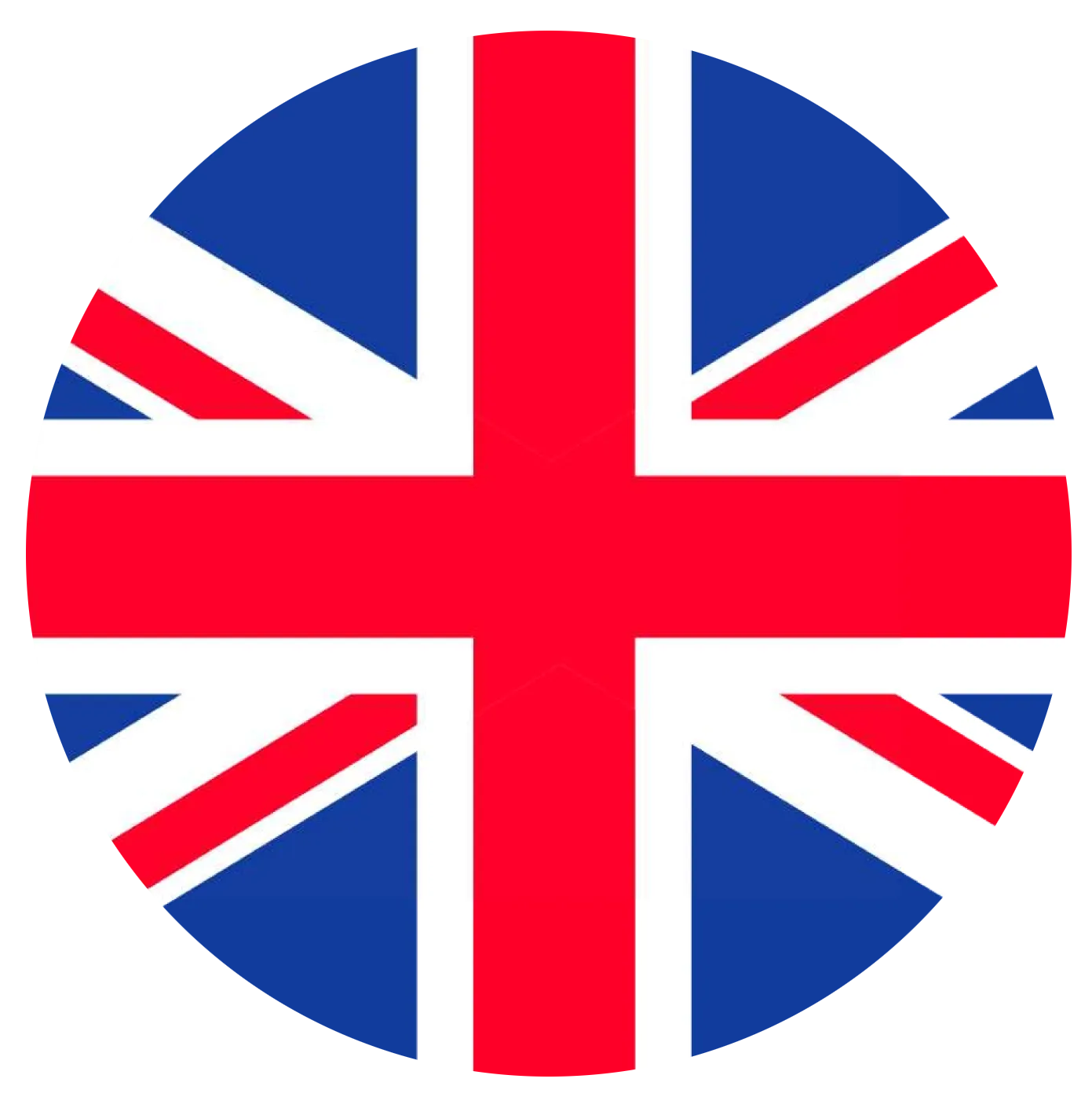 Una bandera británica en un círculo sobre un fondo blanco.